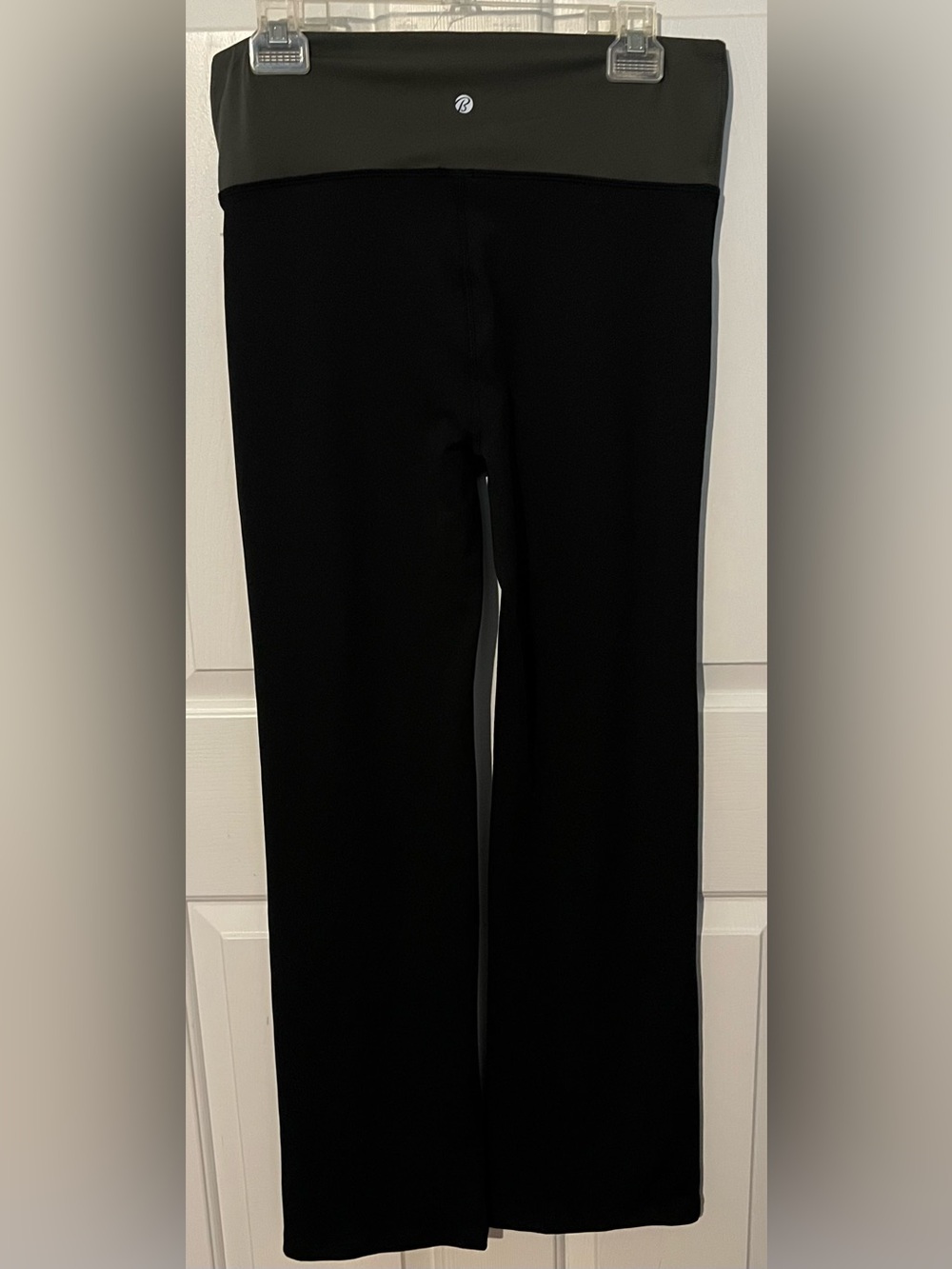 Bally Total Fitness Colorblock Flare Yoga Pants Black Green XL NWOT